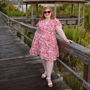 Lane Bryant Red Floral Dress